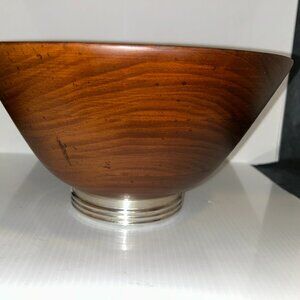 Int'l Sterling Mahogany Bowls with Sterling Silver Base, MCM, 11.25"D x 6.25"H